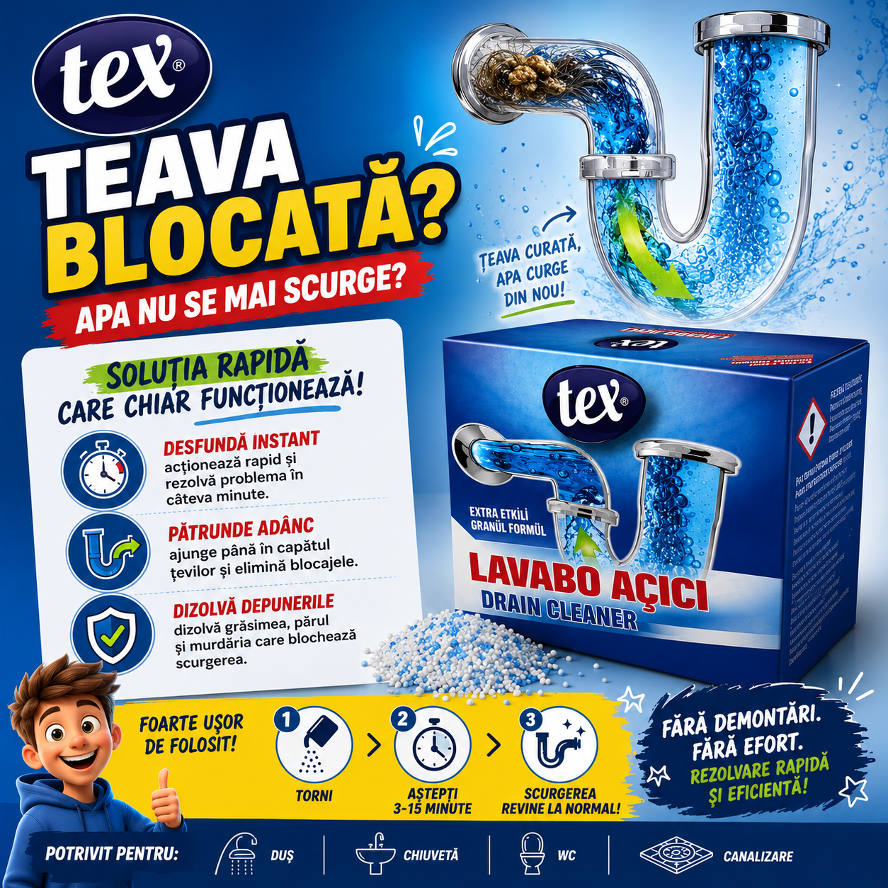 Granule desfundat țevi